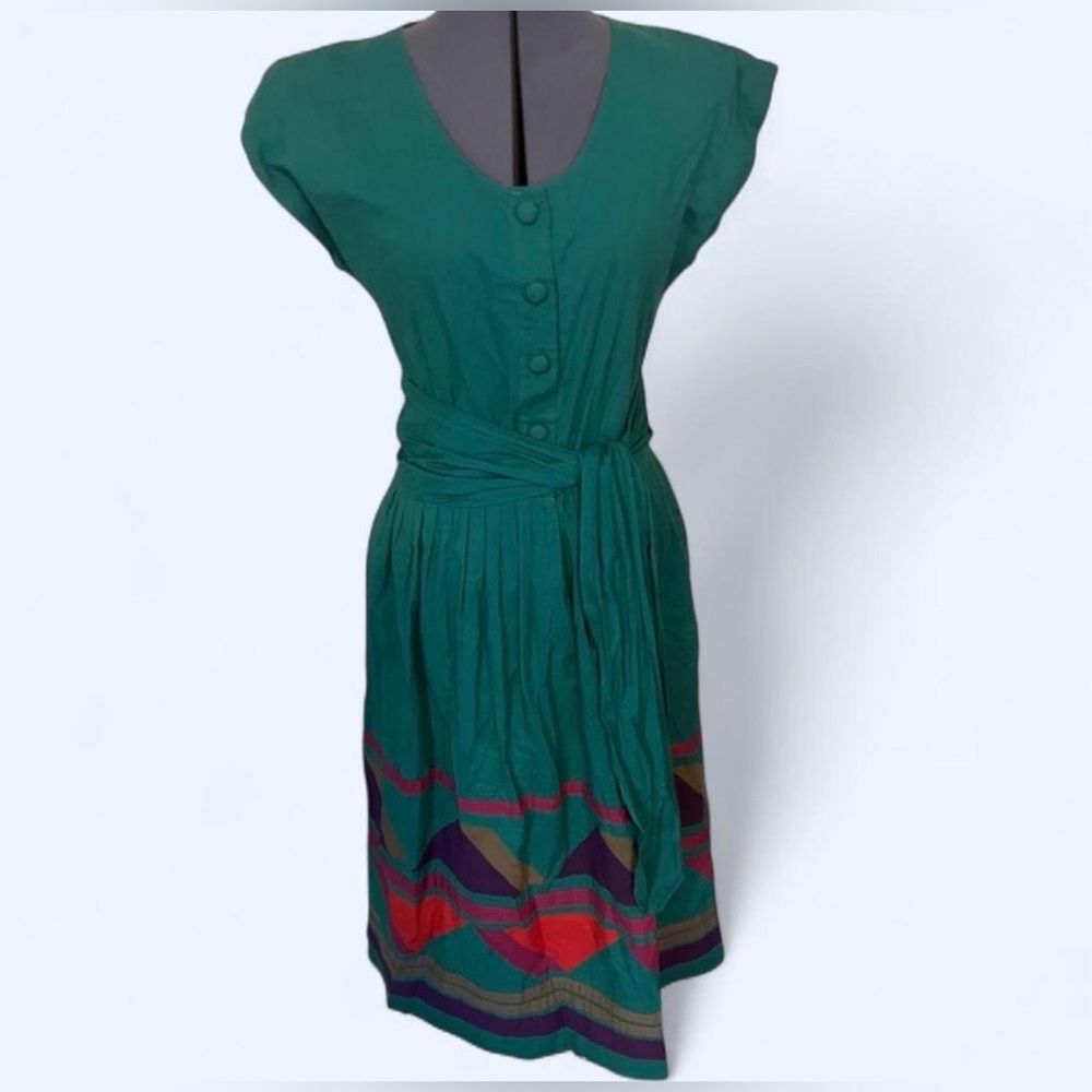 Girasol Mexico Vintage Rare True 1960s 1970s Patchwork Bold Folk art Dress EUC